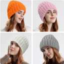 Rosoz Winter Hats for Women Warm Thick Soft Stretch Cable Knit Beanie Skully Cap for Cold Weather (Beige)