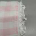 Gingham Tablecloth Rectangular, Tassels Checkered Table Cloth Washable Cotton Linen Plaid Table Cover for Spring Summer Kitchen Dining Party,Pink and White,55x70