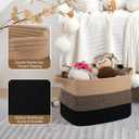 OIASKET Storage Basket for Organizing, Woven Baskets for Storage, Rectangle Decorative Baskets for Shleves, Closet, Toys, Books, Nursery Organizer Bins - Pack of 3 (Black & Brown, 13"x9.85"x8.7")