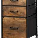 DEVAISE Mobile File Cabinet, Rolling Printer Stand with 3 Drawers, Fabric Vertical Filing Cabinet fits A4 or Letter Size for Home Office, Rustic Brown Wood Grain Print, Large