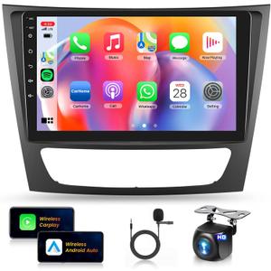 2+64G Car Stereo for Mercedes Benz E Class W211 E200 CLS W219 2002-2009 Wireless Carplay Android Auto,9 inch Touch Screen Radio,Android/GPS/WiFi/EQ DSP/Bluetooth/SWC/Backup Camera for E Class Radio