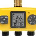 3 Zone Sprinkler Timer for Garden Hose,Water Timer with 3 Independent Zone,Programmable Automatic&Manual Irrigation System with Brass Inlet,Rain Delay,IPX5 Waterproof,LCD Display for Yard,Lawn,Pool