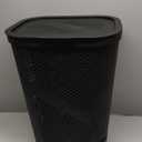 Mind Reader Slim Laundry Hamper with Lid, 60L Clothes Basket, Ventilated Plastic, Black (Single)