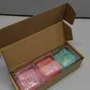 3Pack Slow Rise Glitter Squishy Cube Square Ice Cube Malt Sugar Stress Balls for Adults & Kids, Nice Stress Cube, Sensory Fidget Toys for Mellow and Chill, Classroom Treasure Box(Orange/Pink/Green)