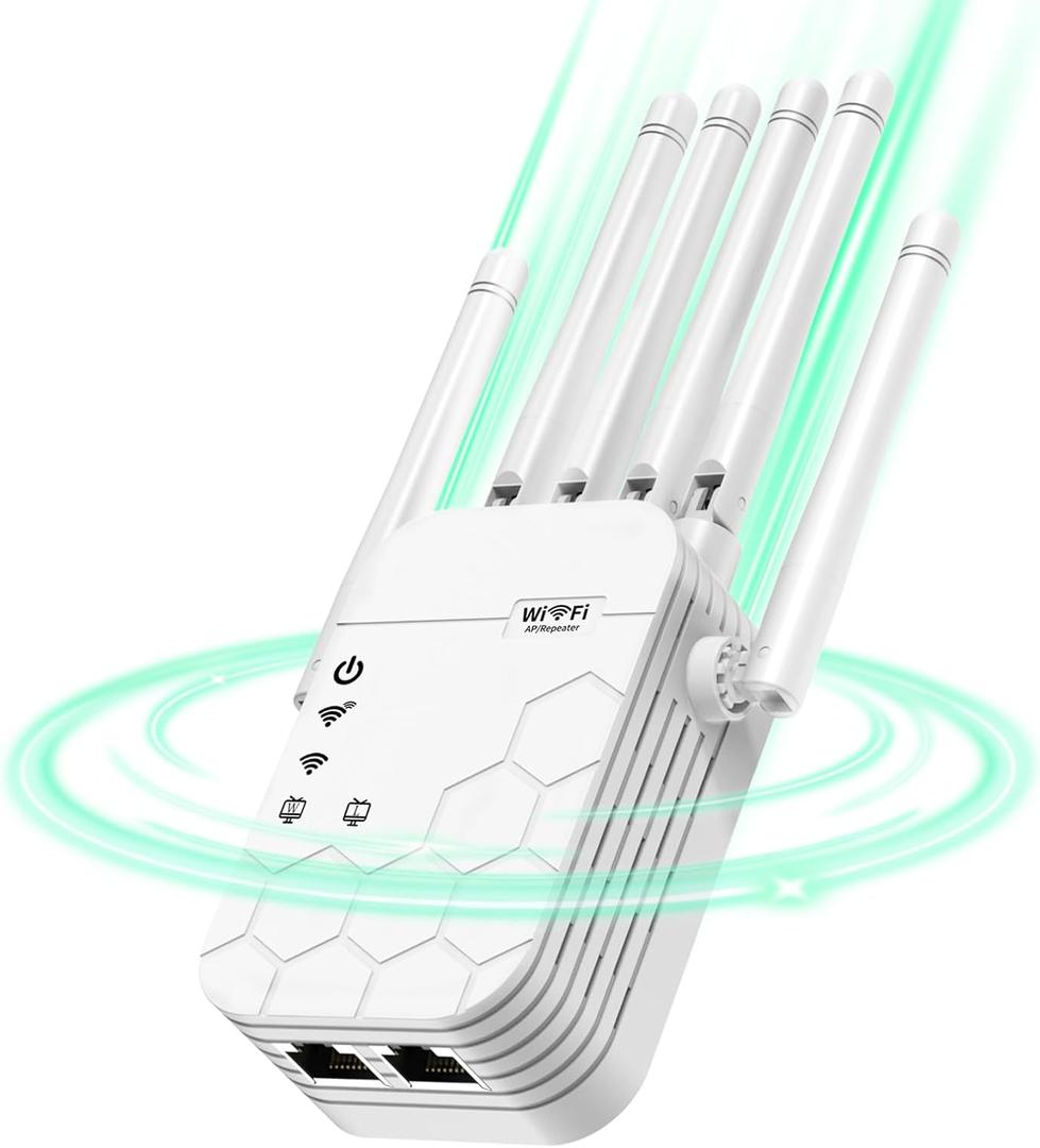 WiFi Extender Signal Booster for Home, AC1900Mbps Dual Band, Covers up to 12880 sq.ft & 105 Devices, New 6X Faster Wireless WiFi Extender with Ethernet Port, WiFi Booster Compatible with All Routers