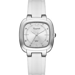 Women's Square Watch, Silicone Band, Waterproof Casual Dress Quartz Wristwatch for Nurse Female Ladies