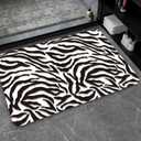 Diatomaceous Earth Bath Mat,Black and White Zebra Print Non-Slip Volume Super Absorbent Fast Drying for Bathroom Kitchen Door mat,Eco-Friendly Easy to Clean 20×31Inch (50 * 80cm)