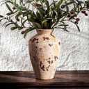 Rustic Ceramic Vase Terracotta Farmhouse Vase for Flowers Stone Vases 9.5 Inch Retro Country Table Centerpieces Vintage Home Decor for Living Room Shelf Entryway Kitchen Wedding Party Decor