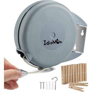 Retractable Clothesline Indoor Outdoor Heavy Duty 40 Feet - PVC Clothes Line Retracting - Clothesline with Wall Mount - Retractable Laundry Line for Drying Clothes with 12 ClothesPins