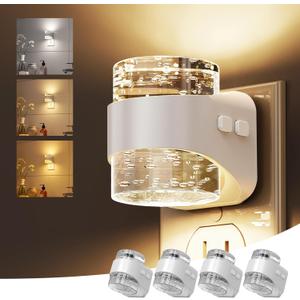 L LOHAS LED Night Light, 3CCT Bubble Night Lights Plug into Wall,4 Pack 3000K/4000k/5000K Adjustable Night Light,Dimmable Nightlights with Dusk to Dawn Sensor for Rooms Bathroom Hallway