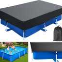 87x59 Rectangular Pool Cover Drawstring 7 ft with 7 x 4 Above Ground Pool 86 x 59 Solar Frame Rectangle Pool Cover Protector 87x60 Winter Pool Cover for Cold and UV Resistant, Dustproof