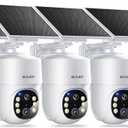 SOLIOM- 5MP Security Cameras Wireless Outdoor, No Subscription,4-Cam Pack, Solar Powered Home Security Camera with 360 Auto Tracking, Pan & Tilt, 3K Color Night Vision,5G & 2.4G Router Compatible