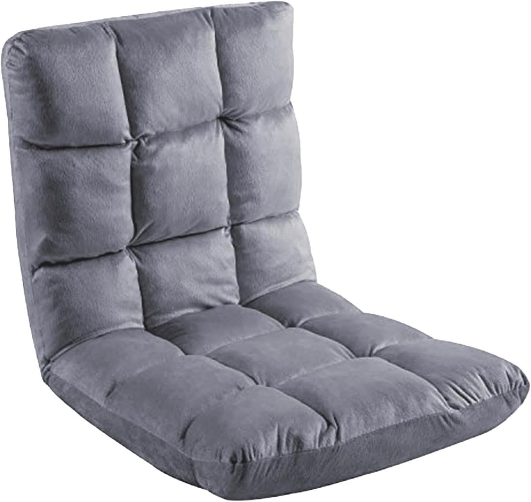 FLOGUOR Indoor 5-Position Adjustable Floor Chair with Back Support Folding Padded Gaming Sofa Chair, Lounge Chair for Adults Video Gaming, Perfect for Meditation, Reading QL050-GR