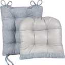 Klear Vu Omega Non-Slip Rocking Chair Cushion Set, Assembled in USA, Thick Padding & Tufted Design, Includes Seat Pad & Back Pillow with Ties, 17x17 Inches, 2-Piece Set, Tyson Delft Blue
