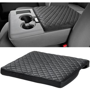 ISSYAUTO Center Console Cover Compatible with 2011-2016 Ford F250 F350 F450, 2011-2014 F150 with Jump Seat Console Leather Armrest Cover Center Console Cushion, Black (Jump Seat Only)