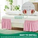 Biscaynebay Wrap Around Bed Skirts for Queen Beds 15" Drop, Pink Adjustable Elastic Dust Ruffles Easy Fit Wrinkle & Fade Resistant Silky Luxurious Fabric Machine Washable
