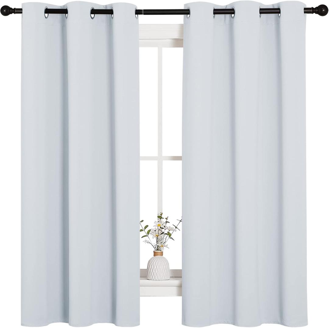 NICETOWN Window Treatment Thermal Insulated Grommet Room Darkening Curtains Drapes for Bedroom(2 Panels,42 by 63,Platinum-Greyish White)