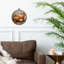 Giosve Vintage Rustic Fall Pumpkin Round Wall Art Canvas Framed Poster, Farmhouse Autumn Maple Leaf Pumpkin Hanging Wall Sculptures for Kitchen Home Living Room Bedroom Decor, 10x10 Inch