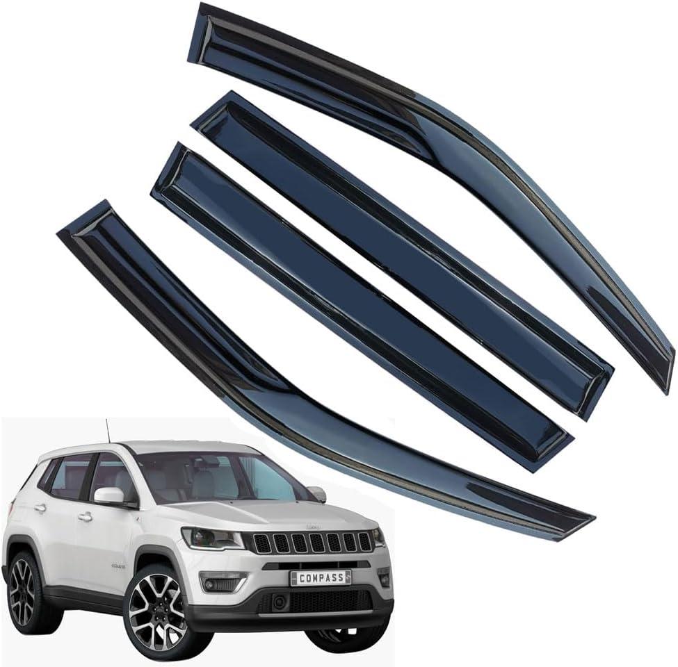 Rain Guards for Jeep Compass 2017-2023, Tape-on Side Window Deflectors for Jeep Compass, Window Visors for Jeep Cars, for Jeep Car Accessories, Pack of 4