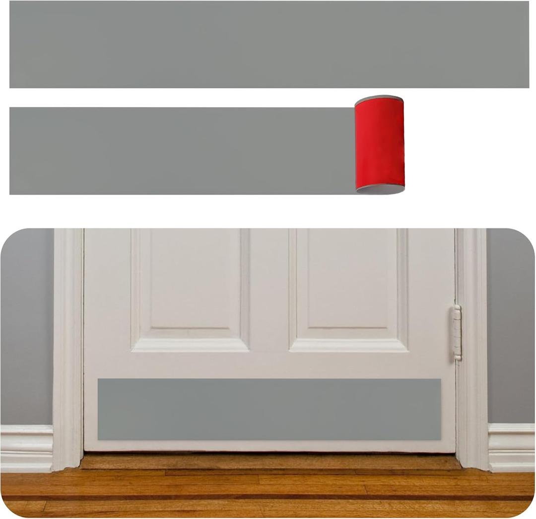 Rubber Bond Kick Plates (2 Pack) 6" x 33" - Effortless Peel & Stick - Prevents Dents & Scratches - Self-Adhesive & Universal Fit (Grey)