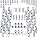 Blulu Ar500 Shooting Targets Target Hangers and Gong Targets Combo Pack Steel Chain Kit Hardware for Hanging Shooting Practice Recreational Use (Silver)