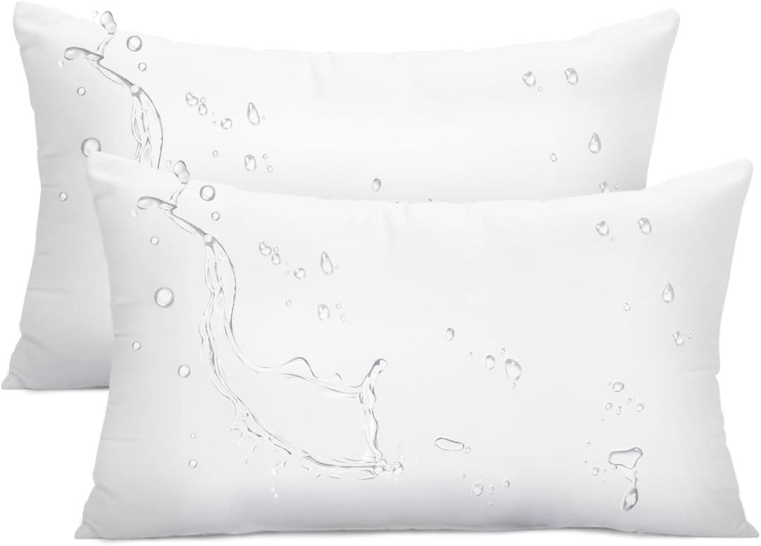 Ashler Outdoor Pillow Inserts, 12x20 Waterproof Throw Pillows Pack of 2, Outdoor Pillows Water-Resistant Decorative Premium Lumbar Pillow Stuffer Sham for Porch Patio Living Room Bedroom Furniture