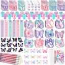 BenLouis 216Pcs Butterfly Party Favors Butterfly Fairy School Stationery Set Bulk for Kids Spring Flower Tea Birthday Birthday Goodie Bag Stuffers Classroom Gifts Rewards Pinata Filler