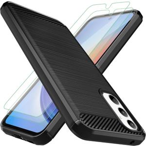 Osophter for Samsung Galaxy A35 5G Case: with 2pcs Screen Protector Shock-Absorption Flexible TPU Rubber Protective Cover for Samsung Galaxy A35 5G Phone Case(Black)