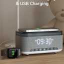 Bluetooth Speaker Alarm Clock with 10w Fast Wireless Charger for iPhone Samsung, 10W Stereo Bluetooth Speaker, 12-Color Night Light, White Noise Machine Digital Clock with FM Radio for Bedroom (Gray)