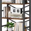 Organization and Storage, 5 Tier Bookshelf, Tall Bookcase with Shelves, Wood and Metal Book Shelf Storage Organizer, Industrial Display Standing Shelf Unit for Bedroom, Living Room, Rustic Brown