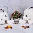 Artmag 8 Pcs Assorted Sizes Harvest White Artificial Pumpkins for Fall Halloween Thanksgiving Decorating Embellishing and Displaying