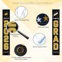 3 x 2026 Graduation Decorations GRAD Banner, Black Gold Porch Door Sign Welcome Banners for Indoor Outdoor Wall Graduated Decoration for Congrats Class of 2026, School Supplies, Graduation Party Supplies 70x12in (Black)