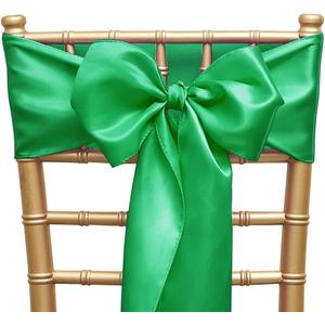 Pack of 50 Satin Emerald Green Chair Sashes Bows 7 X 108 Inch Universal Forest Green Chair Ribbons Ties for Wedding Ceremony Party Birthday Anniversary Engagement Christmas Outdoor Event Decor