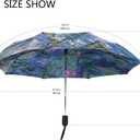 Vipsk Folding Umbrella Claude Monet Water Lilies Painting Travel Umbrella Windproof Automatic Compact Rain Travel Umbrella,Lightweight,Auto Open/Close
