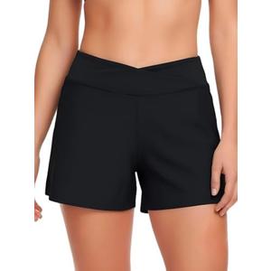 Aderea Women's Swim Shorts Bathing Suit Shorts High Waisted Bikini Bottoms Swimsuit Board Short Tankini Swimwear Bottoms, 2 XL