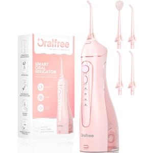 Oralfree Water flosser Teeth Picks - Dental Braces Cordless Oral Irrigator Portable Rechargeable Travel Irrigation Cleaner IPX7 Waterproof Electric Professional Flossing Teeth Cleaning for Home (Pink)