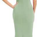 JLCNCUE Women's Spaghetti Straps V Neck Bodycon Mermaid Dress Elegant Ruffles Midi Dress Cocktail Evening Party Dress 325 (Green, M)