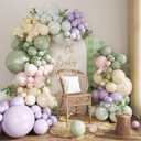 Dusty Green Purple Pastel Pink Balloon Arch Garland Kit 124Pcs Double Stuffed Light Green Sage Green Purple Yellow Macaron Pink Balloons for Wildflower Baby Shower Wedding Birthday Party Decorations