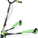 Swing Wiggle Scooter, 3 Wheels Drifting Folding Kick Scooter with 4-Level Adjustable Height/Foldable for Kids/Woman/Men Age 6+ Years Old (Green)