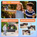 Instant Print Camera for Kids, 1080P Kids Instant Cameras,HD Digital Video Cameras Toddler 3 Print Paper & 32G Card,Christams Birthday Gifts for Girls Boys Age 3-12 (Black)