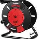 DEWENWILS Extension Cord Storage Reel with 4-Grounded Outlets, Heavy Duty Open Cord Reel for 12/3,14/3,16/3 Gauge Power Cord, Hand Wind Retractable, 15A Circuit Breaker, Rocker Power Switch