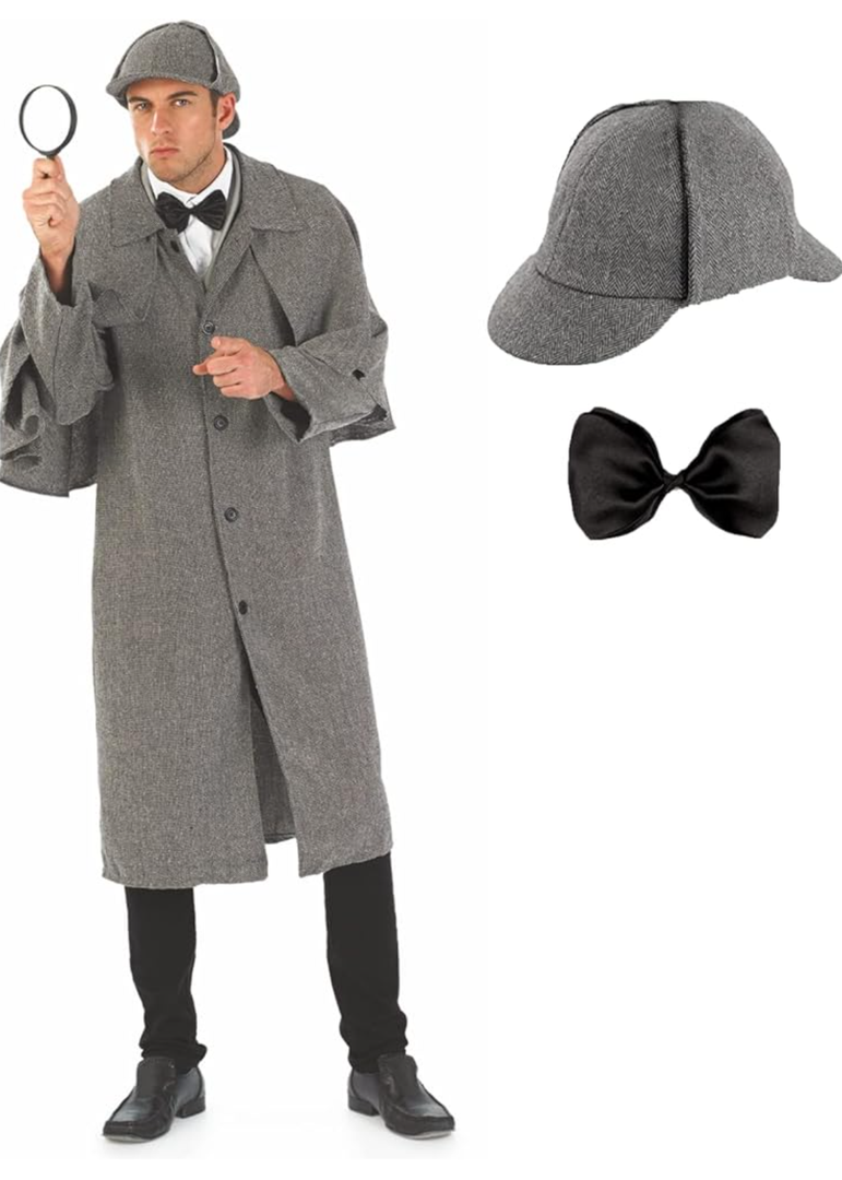 fun shack Mens Detective Costume Adult, Detective Costume Men, Detective Halloween Costume, Private Investigator Costume, L
