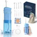 Nasal and Oral Dual-Function Irrigation System, Equipped with 8 Nozzles and 30 Packs of Salt Packets, Used to Relieve Sinus Problems and Provide Dual Care for Mouth and Nose.(Blue)