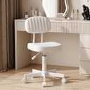 Small Office Chair,Tall Armless Vanity Desk Chair,Stool with Back,White