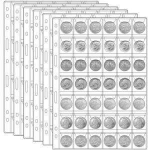 1050 Pockets Coin Sleeves, 25 Sheets Coin Holders for Collectors Plastic Coin Collection Supplies 9 Hole Binder Pages for Penny, Nickel, Dime, Quarter(42 Pockets)