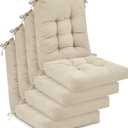 Juexica 4 Sets Outdoor Patio Chair Cushions Seat High Back Tufted Pillow Replacement Rocking Chair Cushions Pads for Patio Summer Seasonal Indoor Home Office(Beige), 17 x 17 Inch