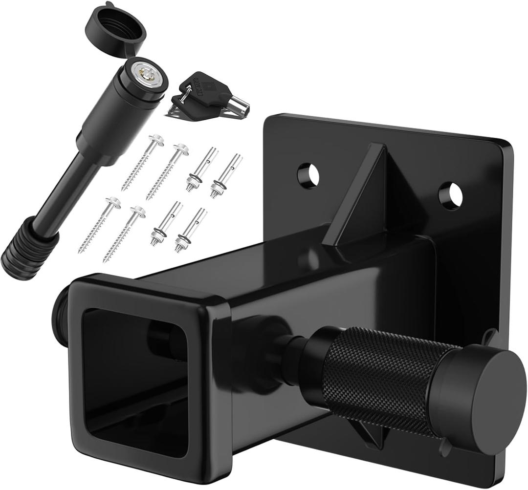 OGYE Bolt On Receiver Hitch with 5/8" Pin Dia Anti-Theft Hitch Lock,Hitch Wall Mount 2 Inch Opening Hitch Receiver Plate, Bumper Trailer Hitch Extender Receiver, Max Load 15000LBS