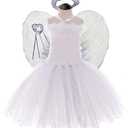 Tutu Dreams 4PCS Angel Costumes for Girls 2-10Y Birthday Outfit Halloween Party