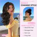 ALXNAN Ponytail Extension,18 Inch Claw Clip in Long Curly Wavy Black Brown Ponytail Hair Extension Jaw Clip on Pony Tails Hairpiece for Women