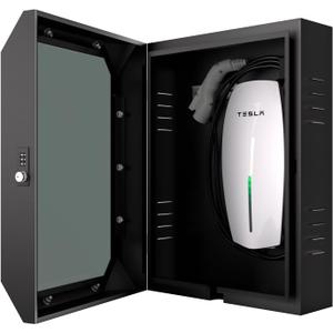 Wall Charger Station Box for Tesla, Outdoor EV Charger Enclosure Universal Fit for All Electric Vehicle Chargers, Weatherproof Visible, Easy to Install, Black